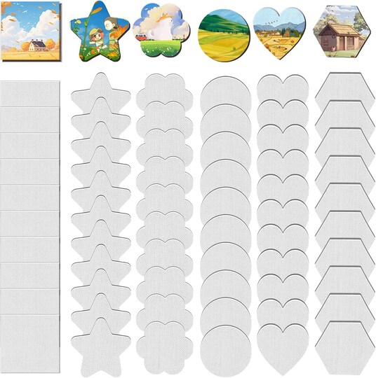 Greentek; 60-Pack 3-Inch Mini Magnetic Canvas Panels – Small Bulk Canvases for Painting, DIY Decorative Magnets, Mixed Styles for Fridge, Locker, Home, and Office Crafts; Category:Mini Canvas; Image:1